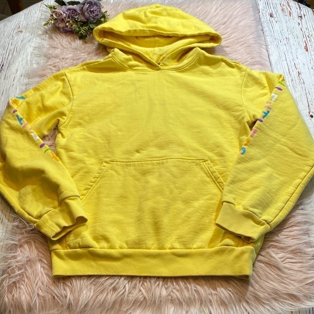 Talentless Yellow Rainbow Logo Sleeve Hoodie sz XS